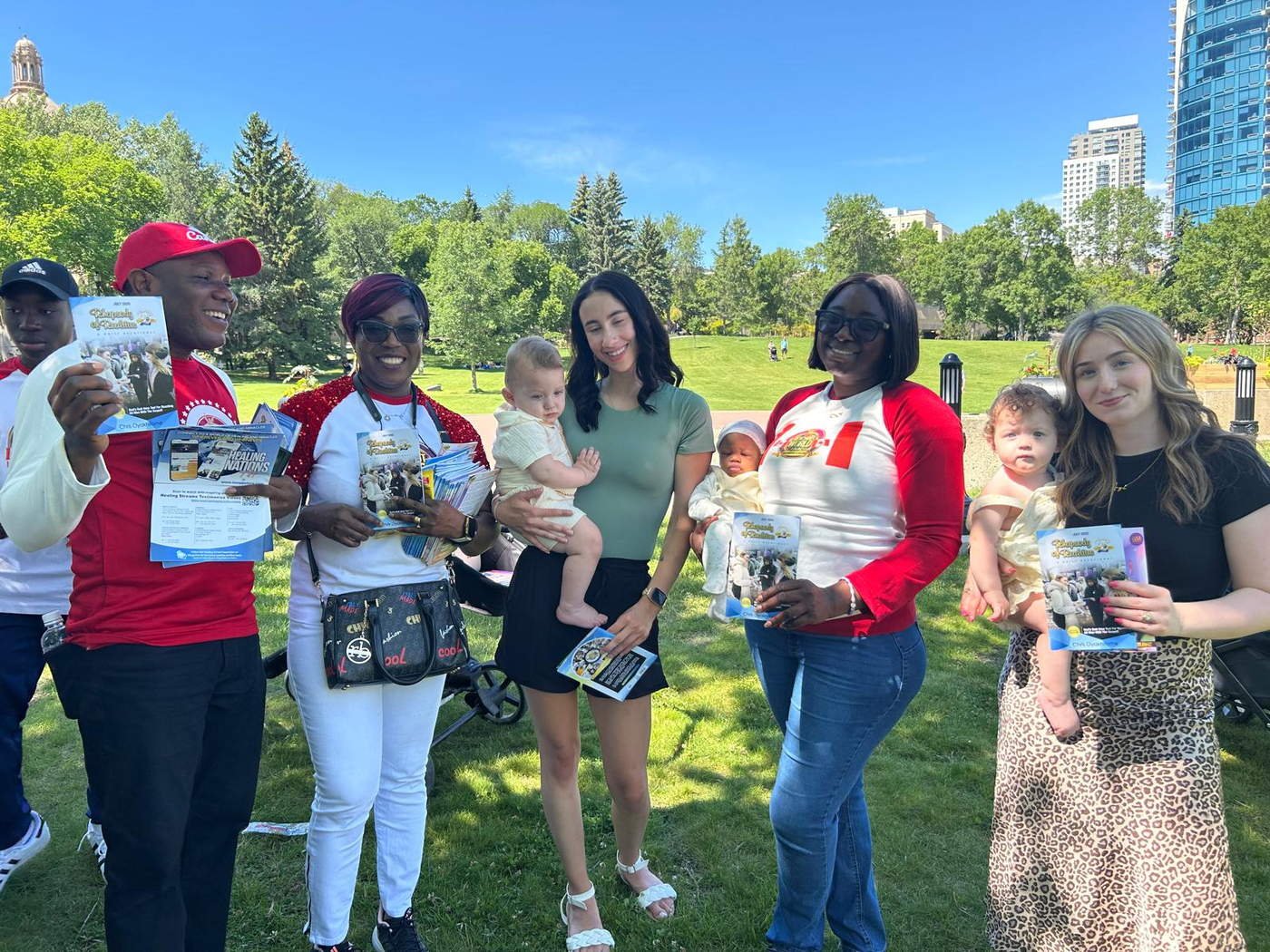 Group evangelism sharing the Gospel with Rhapsody materials