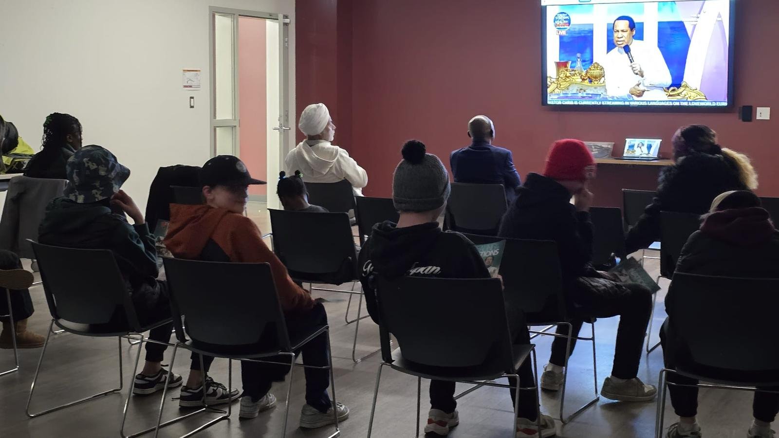 Small group watching Healing Streams